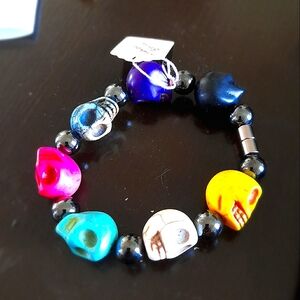 Natural Stone Skull Bracelet